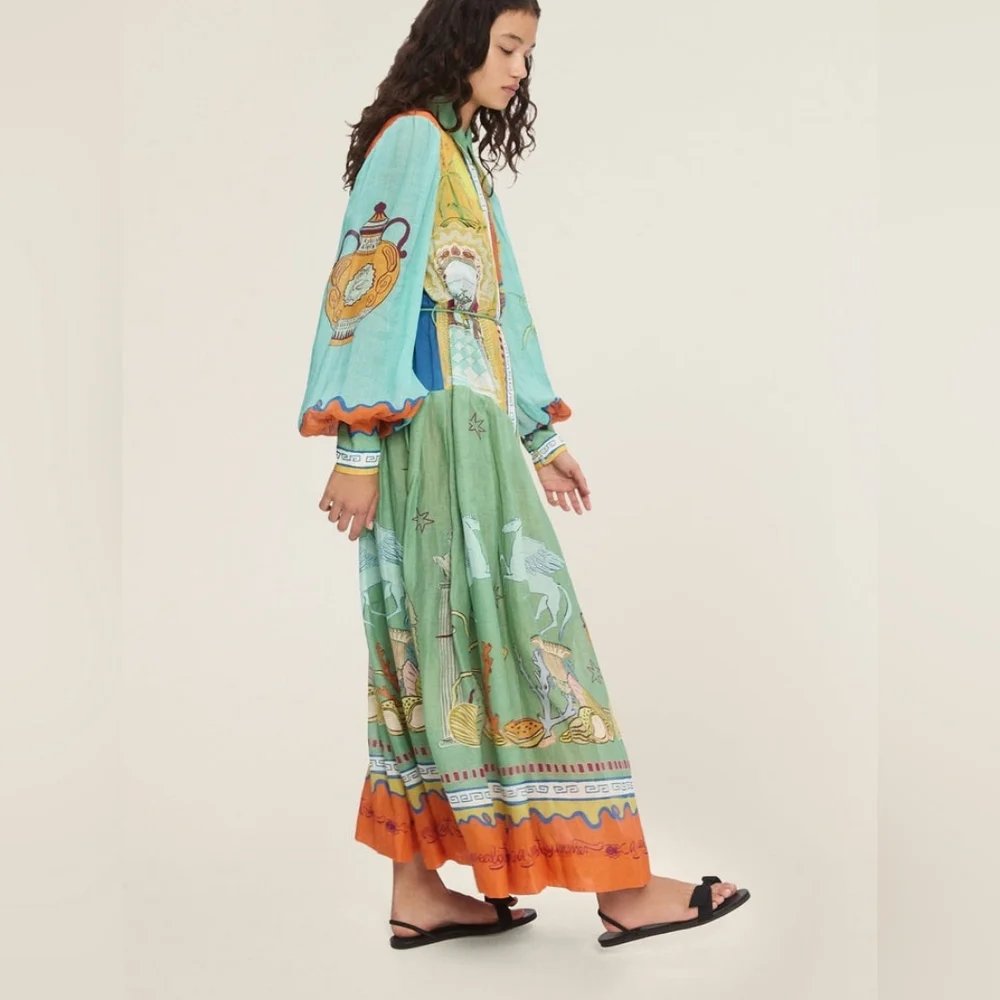 ALEMAIS surrealist summer ramie shirt dress - Picture 3 of 16